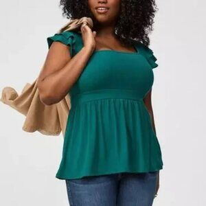 Torrid Super Soft Rib Square Neck Double Ruffle Babydoll 2X